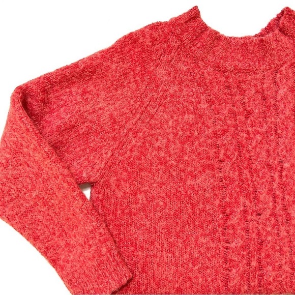 Vintage 90s Wool Blend Cable Knit Memphis Jones Pink Red Sweater, Size Large - Picture 10 of 12